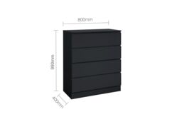 Birlea 3 Piece Furniture Set Chest of Drawers Bedside Tables Oslo in Black - thumbnail 9