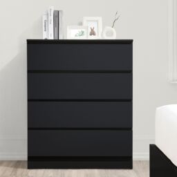 Birlea 3 Piece Furniture Set Chest of Drawers Bedside Tables Oslo in Black - thumbnail 4