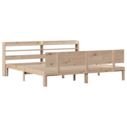 Berkfield Home Bed Frame with Headboard without Mattress 180x200 cm Super King in Brown - thumbnail 3