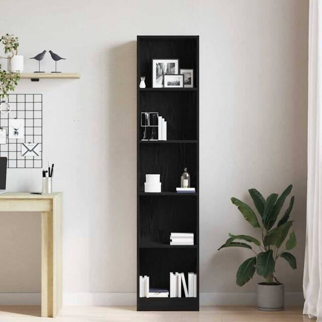 Berkfield Home Decorative Bookcase Black Oak 40x24x176 cm Engineered Wood - Size: 40 x 24 x 176 cm - image 1