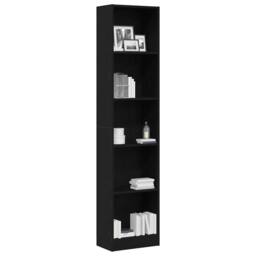 Berkfield Home Decorative Bookcase Black Oak 40x24x176 cm Engineered Wood - Size: 40 x 24 x 176 cm - thumbnail 4