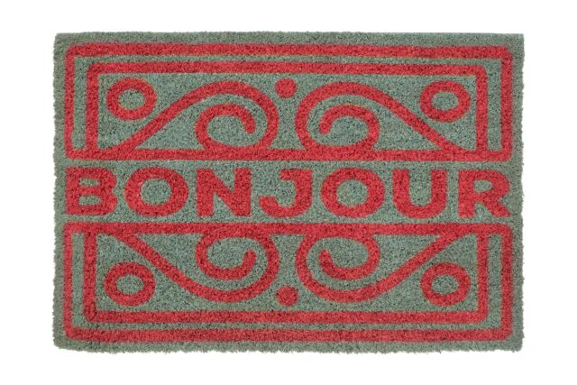 Orsina Neon Bonjour Coir Doormat in Red - Size: 100 cm diameter - image 1
