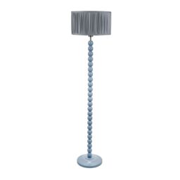 ValueLights Bobbins Powder Blue Floor Lamp with Ruched Pleated Drum Lamp Shade in Pale Blue - thumbnail 2