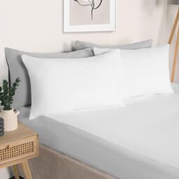 OHS Luxury Plain Dyed Cotton 30cm Deep Fitted Bed Sheet in White - Size: Super King Fitted - thumbnail 2