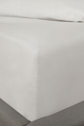 OHS Luxury Plain Dyed Cotton 30cm Deep Fitted Bed Sheet in White - Size: Super King Fitted