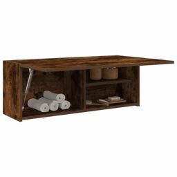 Berkfield Home Bathroom Wall Cabinet Smoked Oak 80x25x30 cm Engineered Wood in Brown - Size: 80 x 25 x 30 cm - thumbnail 4