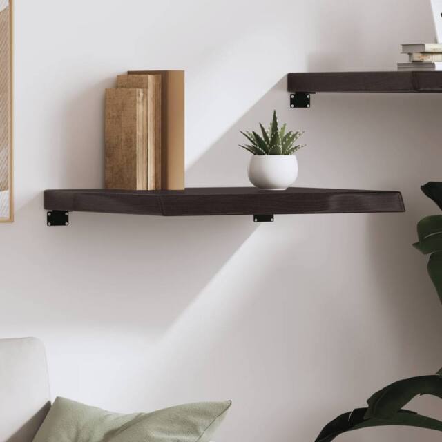 Berkfield Home Wall Shelf Dark Grey 60x60x(2-6) cm Treated Solid Wood Oak - image 1