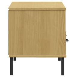 Berkfield Home TV Cabinet with Metal Legs Brown Solid Wood Pine OSLO in Light Brown - thumbnail 6