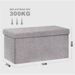 Kelvenix Large Storage Boxes Linen Folding Storage Foot Stool in Grey - thumbnail 2