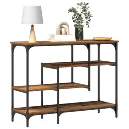 Berkfield Home Console Table Old Wood 100x35x75 cm Engineered Wood & Steel in Brown - Size: 100 x 35 x 75 cm - thumbnail 3