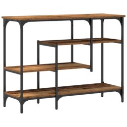 Berkfield Home Console Table Old Wood 100x35x75 cm Engineered Wood & Steel in Brown - Size: 100 x 35 x 75 cm - thumbnail 2