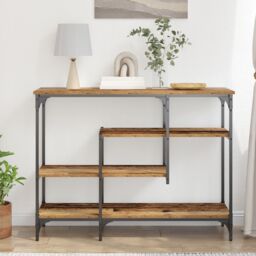 Berkfield Home Console Table Old Wood 100x35x75 cm Engineered Wood & Steel in Brown - Size: 100 x 35 x 75 cm - thumbnail 4