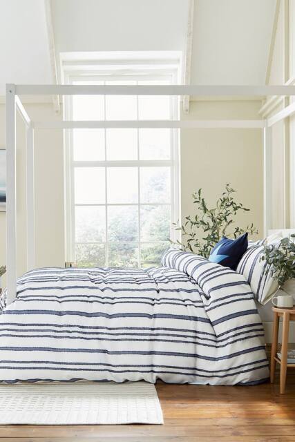 Helena Springfield 'Clipped Stripe' Jacquard Duvet Cover Set in Navy - Size: Super King - image 1