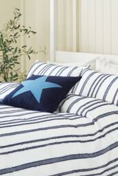 Helena Springfield 'Clipped Stripe' Jacquard Duvet Cover Set in Navy - Size: Super King - thumbnail 2