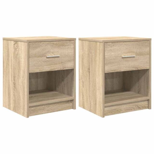 Berkfield Home Bedside Cabinets 2 pcs with Drawer Sonoma Oak 40x34x50 cm in Beige - Size: 40 x 34 x 50 cm - image 1
