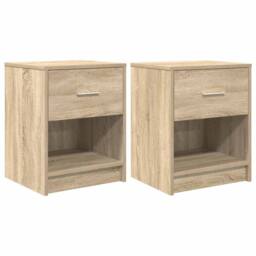 Berkfield Home Bedside Cabinets 2 pcs with Drawer Sonoma Oak 40x34x50 cm in Beige - Size: 40 x 34 x 50 cm