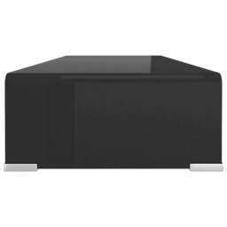Berkfield Home TV Stand/Monitor Riser Glass Black 80x30x13 cm - Size: 80 x 30 x 13 cm - thumbnail 4