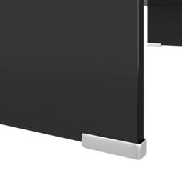 Berkfield Home TV Stand/Monitor Riser Glass Black 80x30x13 cm - Size: 80 x 30 x 13 cm - thumbnail 5