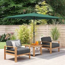 OUTSUNNY 3x2m Patio Umbrella Canopy Tilt Crank Rectangular Sun Shade Steel in Green - thumbnail 9