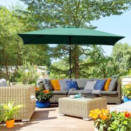 OUTSUNNY 3x2m Patio Umbrella Canopy Tilt Crank Rectangular Sun Shade Steel in Green - thumbnail 1