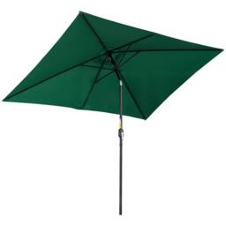 OUTSUNNY 3x2m Patio Umbrella Canopy Tilt Crank Rectangular Sun Shade Steel in Green - thumbnail 2