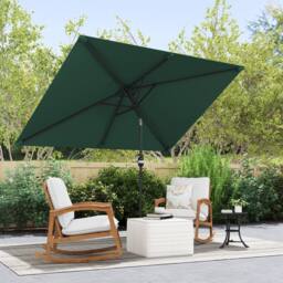 OUTSUNNY 3x2m Patio Umbrella Canopy Tilt Crank Rectangular Sun Shade Steel in Green - thumbnail 8