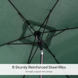OUTSUNNY 3x2m Patio Umbrella Canopy Tilt Crank Rectangular Sun Shade Steel in Green - thumbnail 7