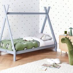 Wyld and Coco Grey Pine Teepee Kids Bed Frame EU Single with Slatted Base - thumbnail 1