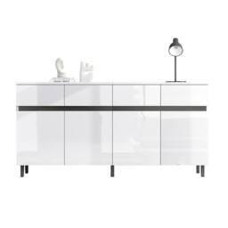 BTM Storage cabinet sideboard with drawers doors & adjustable shelves in White - thumbnail 9