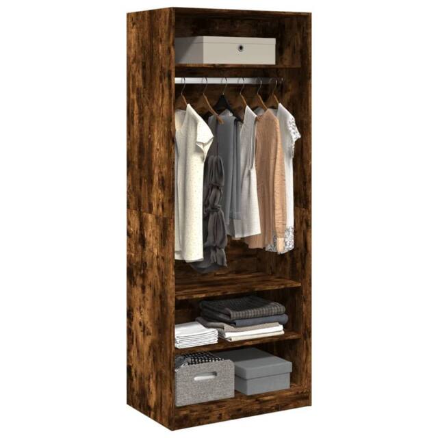 Berkfield Home Wardrobe Smoked Oak 80x50x200 cm Engineered Wood in Brown - Size: 80 x 50 x 200 cm - image 1