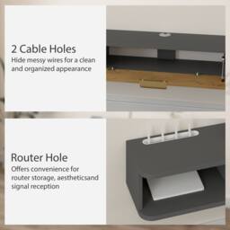 Wyld Haus Nova 140cm Charcoal Grey & Natural Floating TV Stand with Storage - thumbnail 6