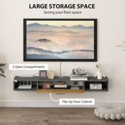 Wyld Haus Nova 140cm Charcoal Grey & Natural Floating TV Stand with Storage - thumbnail 5