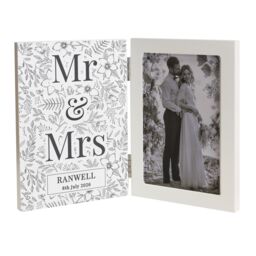 Personalised Memento Company Personalised Wedding Wooden Hinged 6x4 Photo Frame in White - thumbnail 1