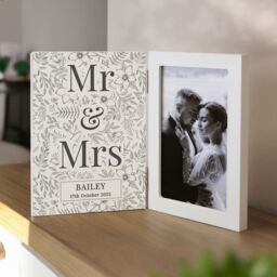 Personalised Memento Company Personalised Wedding Wooden Hinged 6x4 Photo Frame in White - thumbnail 3