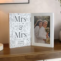 Personalised Memento Company Personalised Wedding Wooden Hinged 6x4 Photo Frame in White - thumbnail 4