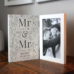 Personalised Memento Company Personalised Wedding Wooden Hinged 6x4 Photo Frame in White - thumbnail 5