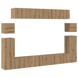 Berkfield Home Wall-mounted Tv Cabinet with Shelf Wall-mounted with Storage 8 pcs Artisan oak Medium in Brown - thumbnail 2