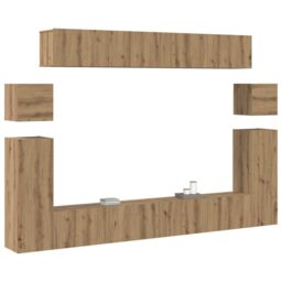 Berkfield Home Wall-mounted Tv Cabinet with Shelf Wall-mounted with Storage 8 pcs Artisan oak Medium in Brown - thumbnail 3