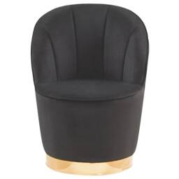 Wyld and Coco Velvet Tub Armchair Black with Gold Metal Base - thumbnail 4
