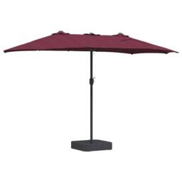 Berkfield Home Modern Garden Parasol Folding Bordeaux red 385 x 209 x 244 cm Fabric in Burgundy - thumbnail 6