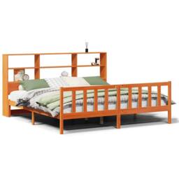 Berkfield Home Decorative Bookcase Bed without Mattress Wax Brown 200x200 cm Sol - thumbnail 3
