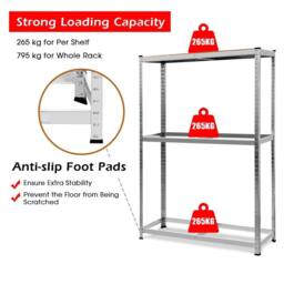 Costway 120 x 40 x 180CM 3-Tier Industrial Tire Rack Storage Tyre Rack Adjustable Shelve in Silver - Size: 120 x 40 x 180 cm - thumbnail 4