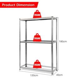Costway 120 x 40 x 180CM 3-Tier Industrial Tire Rack Storage Tyre Rack Adjustable Shelve in Silver - Size: 120 x 40 x 180 cm - thumbnail 2