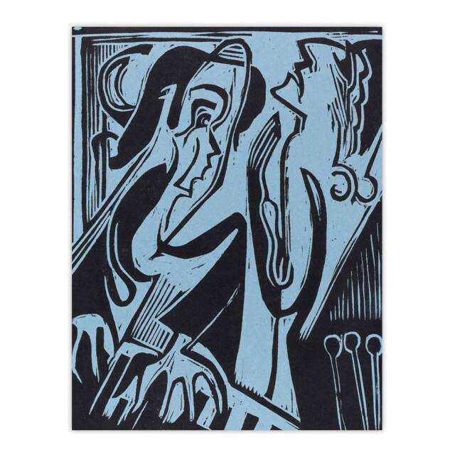 "Artery8 Abstract Pianist & Singer Kirchner Wall Art Poster Print in Blue - Size: W24"" x H32""" - image 1