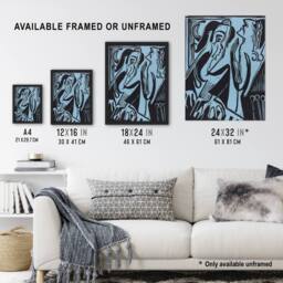 "Artery8 Abstract Pianist & Singer Kirchner Wall Art Poster Print in Blue - Size: W24"" x H32""" - thumbnail 3