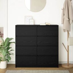 Berkfield Home Sideboard Black Oak 100x35x99 cm Engineered Wood - Size: 100 x 35 x 99 cm - thumbnail 3