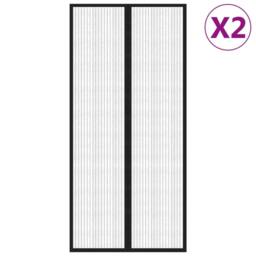 Berkfield Home Insect Door Curtains 2 pcs with Magnet Blocks Black 220x110 cm - thumbnail 1