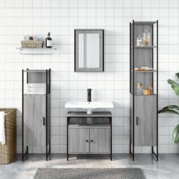 Berkfield Home 4 Piece Bathroom Furniture Set Grey Sonoma Engineered Wood - thumbnail 3