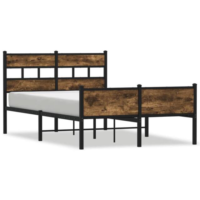 Berkfield Home Bed Frame Frame Smoked Oak 120x190 cm Small Double Wood in Brown - image 1