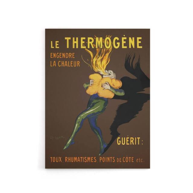 "Artery8 Le Thermogene Vintage French Ad Canvas Wall Art Print Cappiello in Brown - Size: W18"" x H24""" - image 1